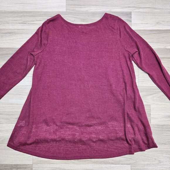 Umgee Womens Maroon Longsleeve Shirt Crochet Trim Small - Picture 6 of 6
